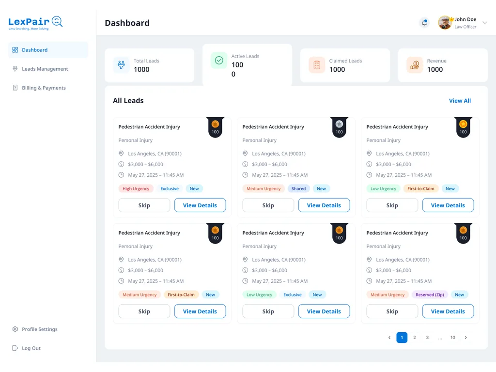 Lexpair product interface