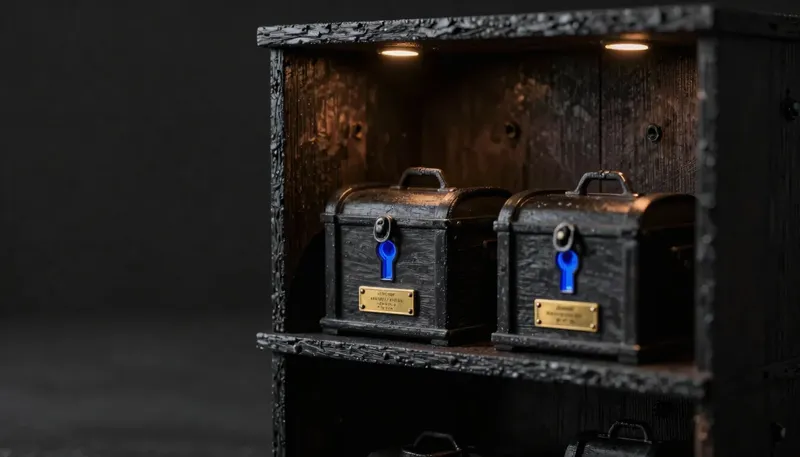 Two sealed strongboxes with different keyhole shapes sit on one shelf, one plate glowing blue, showing that the real choice between these vendors is where the data vault sits, not this month's lock rating.