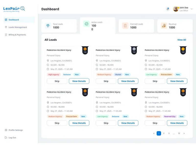 Lexpair product interface
