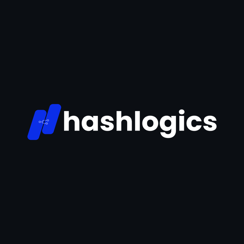 Hashlogics logo: square logo tile, dark