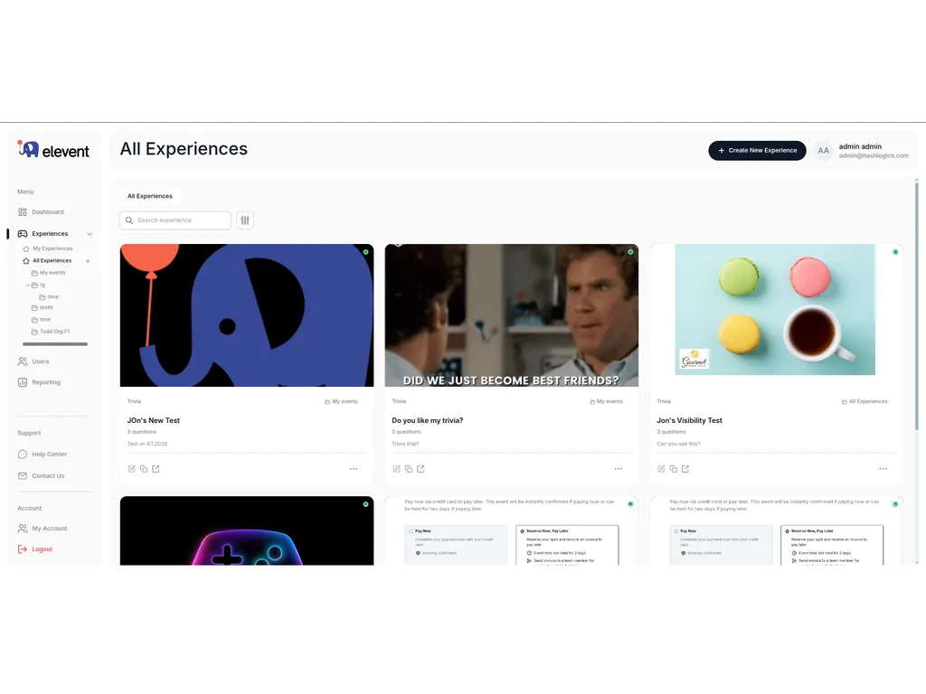 Elevent experience library with trivia games and cover art